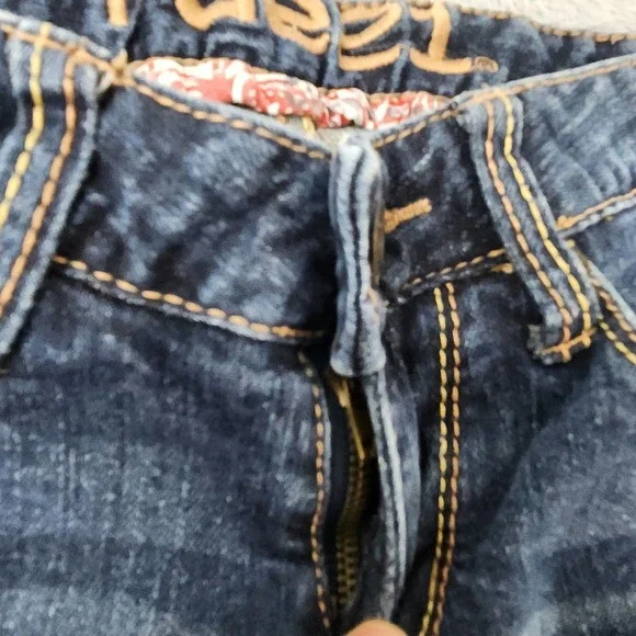 Rue21 Jeans Juniors 0 Short Blue Slim Fit Dark Wash Embroidered Pockets Stretch - Picture 7 of 13